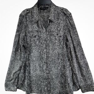 Jones New York Monochrome Patterned Blouse